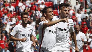 Ben Yedder, con Munir, tras marcar al Athletic.