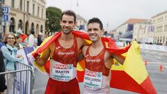 Álvaro Martin y Diego García Carrera, oro y bronce en los 20 km de los Europeos de Múnich 2022.