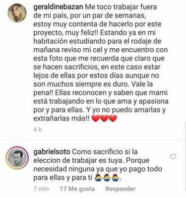 Gabriel Soto escribe polémico mensaje a Geraldine Bazán