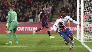 Boga, tras marcar un gol con el Granada.