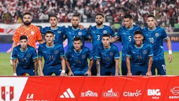 LIMA, PERU - JUNE 7: Paraguay squad pose for team photo during an international friendly between Peru and Paraguay at Estadio Monumental on June 7, 2024 in Lima, Peru.(Photo by Martín Fonseca/Eurasia Sport Images/Getty Images)