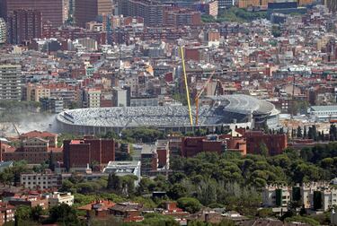 Vista aérea del avance de las obras del estadio del Fútbol Club Barcelona. -- (Photo by Urbanandsport/NurPhoto via Getty Images)
