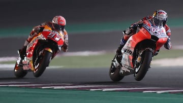 Marc M&aacute;rquez sigue la estela de Dovizioso en Losail.