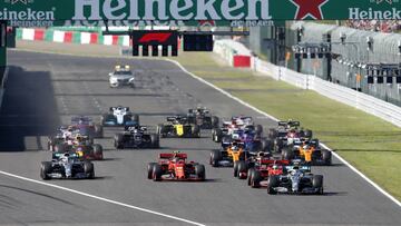 Salida del GP de Japón de F1 2019.