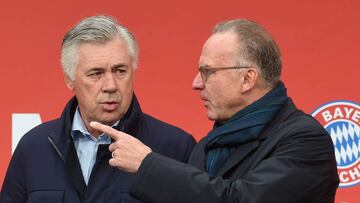 Carlo Ancelotti y Karl-Heinz Rummenigge durante la etapa del técnico italiano como entrenador del Bayern Múnich.