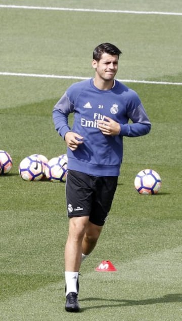 Morata dio el susto en el entrenamiento