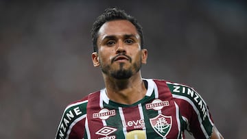 (FILES) Fluminense's midfielder Lima celebrates after scoring during the Copa Libertadores all-Brazilian quarter-final first leg football match between Fluminense and Atletico Mineiro at the Maracana stadium in Rio de Janeiro, Brazil, on September 18, 2024. Club America of Mexico announced on February 10, 2026 the signing of Brazilian attacking midfielder Vinicius Moreira de Lima, a member of the squad that won Fluminense�s first Copa Libertadores title in 2023. (Photo by Daniel RAMALHO / AFP)