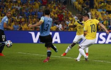 28 de junio de 2014. Mundial Brasil 2014. Partido de Colombia contra Uruguay. En ese encuentro, James Rdríguez marcó el mejor gol de año 2014.