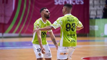 Jugadores de Palma Futsal celebran un tanto en Son Moix.