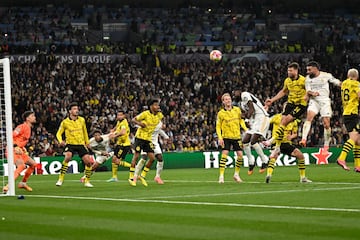 Dani Carvajal anota el 1-0 en la final de la Champions League que disputaron el a?o pasado Real Madrid y Borussia Dortmund.