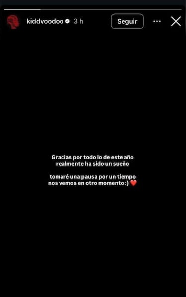 “Gracias por todo lo de este año, ha sido un sueño... Tomaré una pausa por un tiempo”