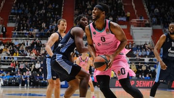 Brandon Davies, durante el cuarto partido de los cuartos de final de la Euroliga, que ha enfrentado al Zenit de San Petersburgo y al Barcelona.