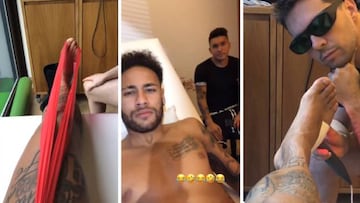 El futbolista brasileño del PSG, Neymar, compartió imágenes de su rehabilitación.