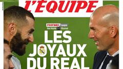 La portada de ayer de L&rsquo;&Eacute;quipe ensalzaba las figuras de sus dos compatriotas, Benzema y Zidane, dos art&iacute;fices de la meritoria Liga 34.