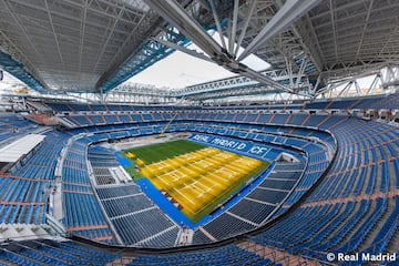 Las obras de remodelaci¨®n del estadio del Real Madrid siguen a buen ritmo y encaran la recta final para su estreno la pr¨®xima temporada.
