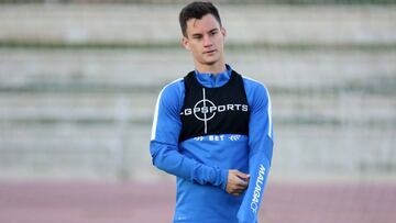 Juanpi Añor en un entrenamiento con el Málaga