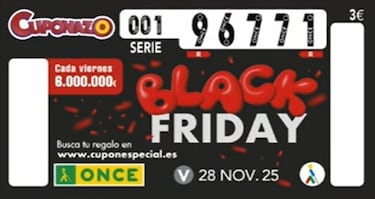 Cuponazo Black Friday de la ONCE 2025: comprobar resultados del sorteo de hoy, viernes 28 de noviembre