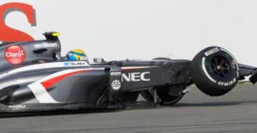 Accidente del piloto de Sauber Esteban Gutierrez.