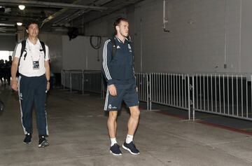 Gareth Bale llegando al Hard Rock Stadium de Miami para comenzar la sesión de entrenamiento. 