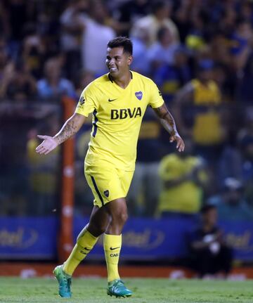 Buenos Aires, 10 Marzo 2018 Argentina
SUPERLIGA 
Boca Juniors vs Tigre por la fecha 23 del Torneo en La Bombonera.
Festejo de Edwin Cardona de Boca Junior
Foto Ortiz Gustavo