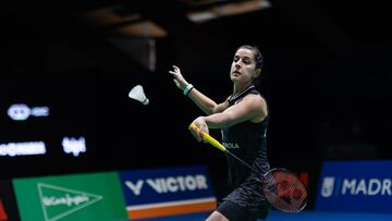 La jugadora espa?ola de b¨¢dminton Carolina Mar¨ªn, durante un partido