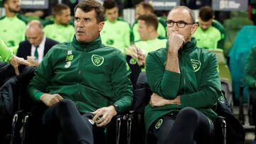 FILE PHOTO: Former Republic of Ireland assistant manager Roy Keane and manager Martin O&#039;Neill at Aviva Stadium, Dublin, Ireland - Oct 16, 2018. Action Images via Reuters/John Sibley/File Photo