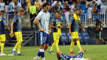 Jauregi y Larrubia, al final del partido ante el Cádiz.