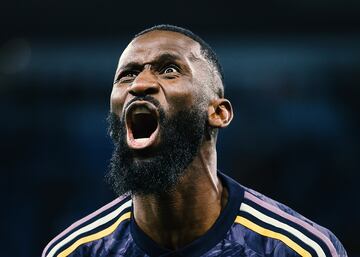 Mueca del jugador alemán del Real Madrid, Antonio Rüdiger.