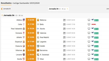 Partidos de hoy, 3 de julio, en LaLiga y en Segunda: horarios y TV