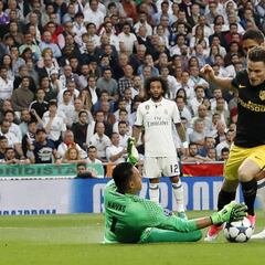 Keylor se ata a la portería