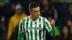 Lo Celso celebra un gol con el Betis. 