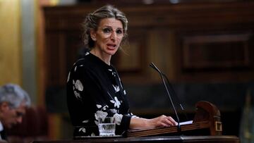 La ministra de Trabajo, Yolanda Díaz, durante su intervención en el pleno celebrado el miércoles en el Congreso