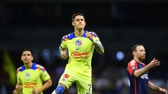   Brian Rodriguez celebrates his goal 5-1 of America during the quarterfinals second  leg match between America (MEX) and New England Revolution  as part of the CONCACAF Champions Cup 2024, at Azteca Stadium on April 09, 2024 in Mexico City, Mexico.