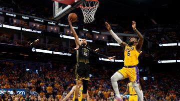 Steph Curry and LeBron James will meet in the playoffs again Thursday for Game 2 of the NBA playoffs, with the Lakers holding a 1-0 lead over the Warriors.