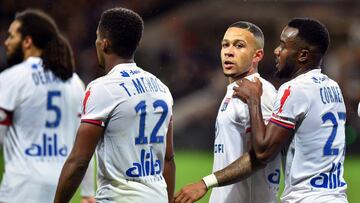 Depay celebra un gol ante el Toulouse.