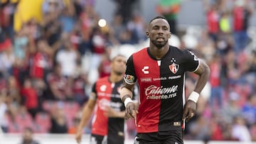 Julian Quinones celebrates his goal 4-1 of Atlas during the game Atlas vs Pachuca, corresponding to Round 15 of the Torneo Clausura 2023 of the Liga BBVA MX, at  Stadium, on April 15, 2023.

<br><br>

Julian Quinones celebra su gol 4-1 de Atlas durante el partido Atlas vs Pachuca, Correspondiente a la Jornada 15 del Torneo Clausura 2023 de la Liga BBVA MX, en el Estadio Jalisco, el 15 de Abril de 2023.