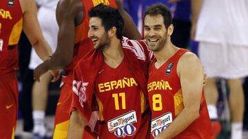 José Manuel Calderón con Ricky Rubio.