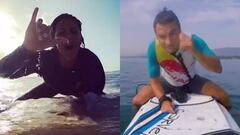Lara &Aacute;lvarez reta a Dani Pedrosa a un duelo de surf.