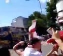 El botellazo a un hincha de River durante los incidentes con el bús