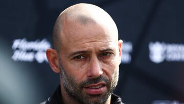 FORT LAUDERDALE, FLORIDA - JANUARY 13: Head coach Javier Mascherano of Inter Miami speaks to the media after an Inter Miami Training Session at Florida Blue Training Center on January 13, 2025 in Fort Lauderdale, Florida. Megan Briggs/Getty Images/AFP (Photo by Megan Briggs / GETTY IMAGES NORTH AMERICA / Getty Images via AFP)