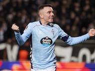 Soccer Football - UEFA Europa League - Play Off - First Leg - PAOK v Celta Vigo - Toumba Stadium, Thessaloniki, Greece - February 19, 2026
Celta Vigo's Iago Aspas celebrates scoring their first goal REUTERS/Alexandros Avramidis