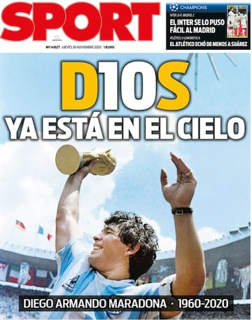 Así vivió la prensa internacional el fallecimiento de Maradona: algunas portadas pasarán a la historia