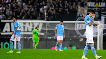 Graz (Austria), 06/10/2022.- Players of Lazio react after the UEFA Europa League group F soccer match between Sturm Graz and Lazio Rome in Graz, Austria, 06 October 2022. (Roma) EFE/EPA/CHRISTIAN BRUNA