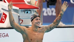 Caeleb Dressel, tras ganar el oro en los 100 libres.