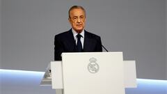 Florentino Pérez, presidente del Real Madrid, en la Asamblea de Socios del club blanco.