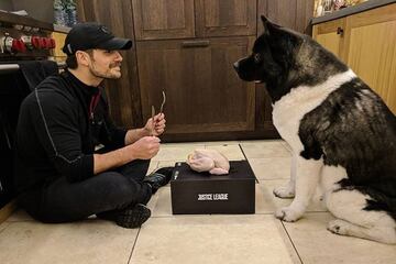 El actor que interpreta a Superman en "Liga de la Justicia", el británico Henry Cavill, publicó esta fotografía comentando que aunque él no es estadounidense su perro sí lo es y creía que era adecuado brindarle una buena celebración. "Estoy seguro de que un pavo entero hubiera sido demasiado así que elegí un pollo… Feliz día de Acción de Gracias a todos", comentó el intérprete antes de bromear diciendo que no se había comido el pollo crudo y que los niños tampoco deben hacerlo.