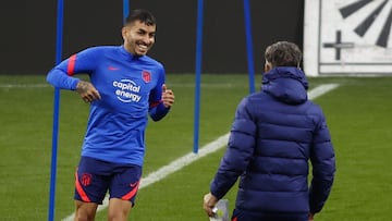 Correa, en el entrenamiento del Atlético