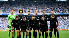 SAN SEBASTIAN, SPAIN - SEPTEMBER 03: Players of Atletico de Madrid pose for a team photograph prior to the LaLiga Santander match between Real Sociedad and Atletico de Madrid at Reale Arena on September 03, 2022 in San Sebastian, Spain. (Photo by Juan Manuel Serrano Arce/Getty Images)