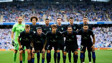 SAN SEBASTIAN, SPAIN - SEPTEMBER 03: Players of Atletico de Madrid pose for a team photograph prior to the LaLiga Santander match between Real Sociedad and Atletico de Madrid at Reale Arena on September 03, 2022 in San Sebastian, Spain. (Photo by Juan Manuel Serrano Arce/Getty Images)