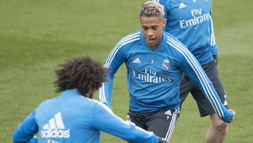 Mariano se ejercitó con el grupo en el entrenamiento del Real Madrid.